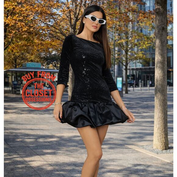 ZARA Blogger Favorite Sequin Mini Dress with Voluminous Skirt NWT - Picture 8 of 16